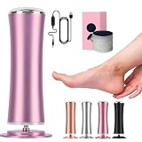 Mielle Glow Foot - Levigatrice elettrica professionale per la cura dei piedi, kit di bellezza esfoliante per pelli morte, squamose e screpolate, include 60 tamponi esfolianti di ricambio (rosa)