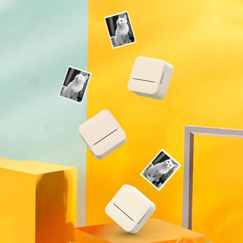 Image of Portable Thermal Printer, 203 DPI Bluetooth Rechargeable Mini Sticker Printer Pocket with 5 Rolls Paper for Lists Notes Study Labels DIY