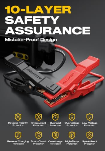 Image of AUXITO 10000A Jump Starter for All Gas & Diesel Engines, 24000mAh Car Battery Jumper Starter Portable, 65W Fast Charger, Autoboost Jump Box 12V with LED Screen, LED Flashlight, Jump Cables