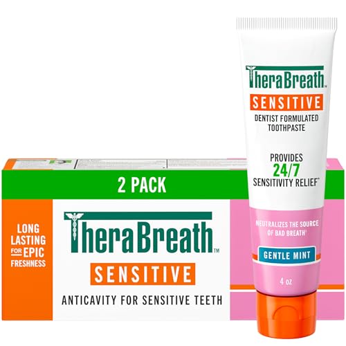 Image of TheraBreath Sensitive Toothpaste, Gentle Mint, 4 Oz, 2-Pack | 24 /7 Sensitivity Relief, SLS Free, No Sulfates, With Fluoride for Anticavity Protection