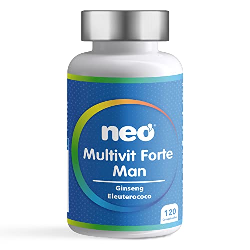 NEO - Multivitamínico - 120 Comprimidos - Para 2 Meses - Ginseng, Eleuterococo, Vitaminas y Minerales - Ayuda Aumentar la Energía - Multivit Forte Man