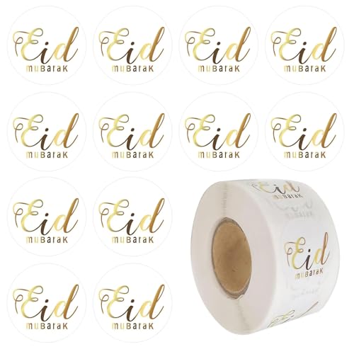 500 PCS Eid Mubarak Stickers Islamic Muslim Stickers Eid Mubarak Decorations Gold Foil Muslims Gifts Tags for Muslim Party Supplies for Eid Party Envelopes Treat Bags Muslims Partys Supplies