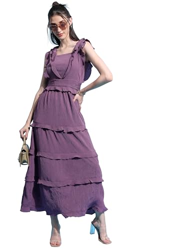 Image of Tokyo Talkies Women's Sleeveless Square Neck Solid Dresses | Stylish Dresses | Casual Dresses