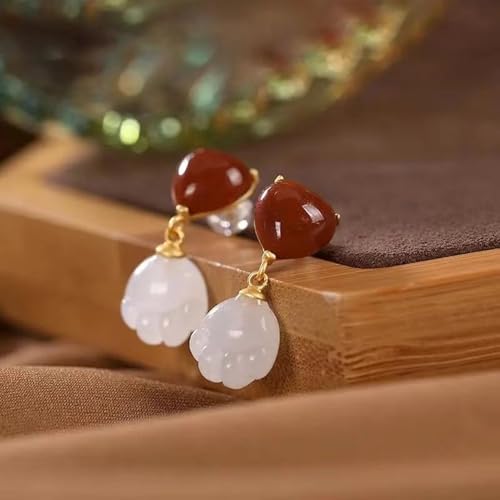 Boucles d'oreilles argent S925 griffe de chat rouge blanc - 6