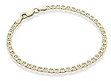 Miabella 18K Gold Over Sterling Silver Italian 3mm, 4mm Solid Diamond-Cut Mariner Link Chain Anklet...