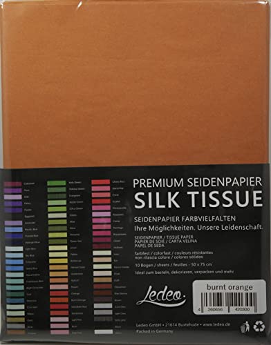 Premium Seidenpapier farbig Silk Tissue - 10 Blatt (50 x 75 cm) - Farbe auswählbar (Burnt orange)