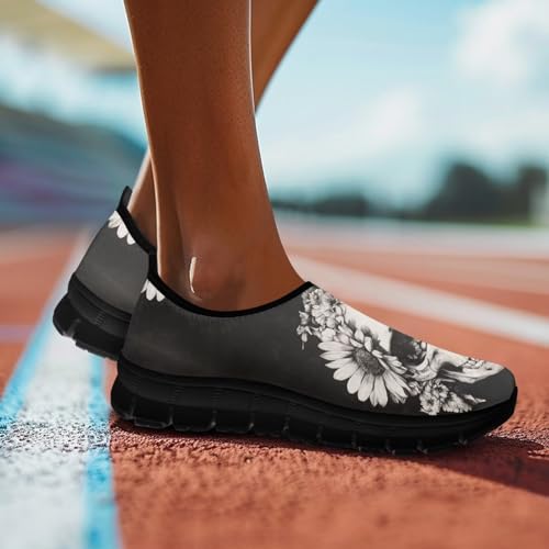 Skull Print Slip on Shoes for Men Women Loafers Hands Free Shoes Running Sneakers Breathable Walking Shoes4