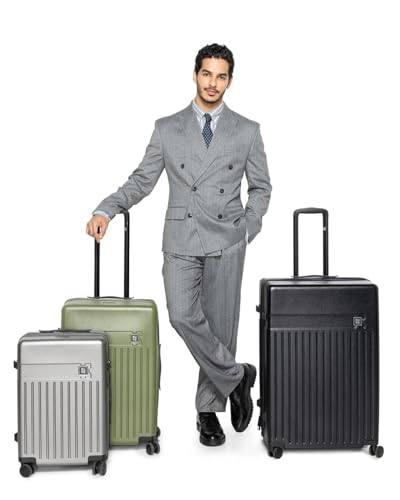 Image of EUME Aerobrush Cabin 56L + Classic Large 75cm Check-in Luggage Set of 2| German Polycarbonate Hard Suitcases | 8 Hinomoto Wheels | TSA Lock | Blue