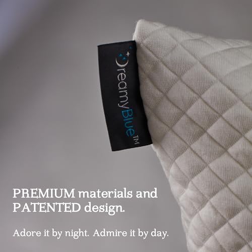 DreamyBlue Signature Pillow w/Adjustable Loft โข Shredded Memory Foam Fill โข Neutral Alignment for Side, Back, and Stomach Sleepers โข Washable Bamboo Rayon Cover โข CertiPUR-US Certified Foam (King)