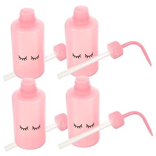 PENIKOKO 4 piezas Botellas de Lavado para Limpieza de Pestañas y Riego de de Botellas Exprimibles Portátiles de Resistente Color Rosa para Salón y Hogar