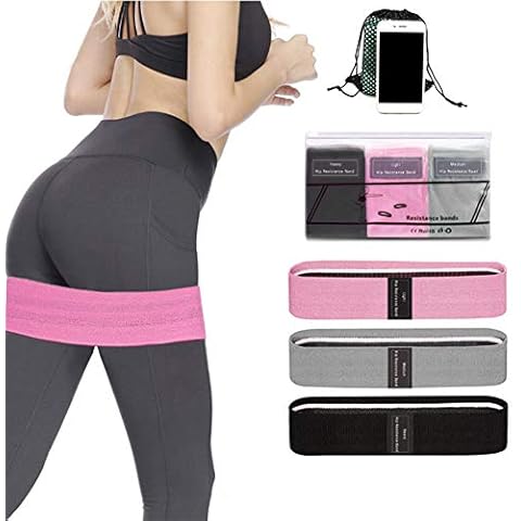 Premium Fabric Resistance Bands Fitness Exercise Bands with Non-Slip Designs with 3 Resistance Levels for Women Men Strength Training Yoga Pilate Activate and Sculpt Your Butt Legs Thighs and Abs Cover