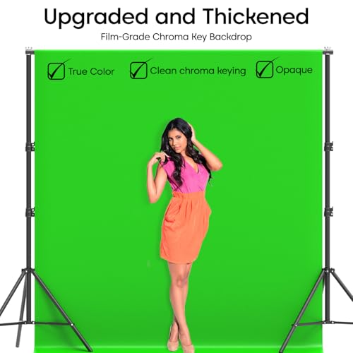 Image of Sounce 8x12 Feet Green Screen Backdrop with 9x9 Feet Adjustable Stand Kit | Foldable & Portable | Carry Bag Included | for Photography, Videography & Video Conferencing