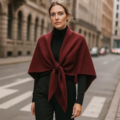 Women’s Solid Color Shawl Winte Triangle Wrap Shawls Casual Open Front Poncho Cape Elegant Soft Lightweight Wedding Travel4
