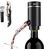 Electric Wine Aerator, Wine Dispenser Pump, Automatic Wine Pourer, Instant Wine Decanter, One-Touch Wine Oxidizer with Retractable Tube, Portable and USB Rechargeable, Matte Black