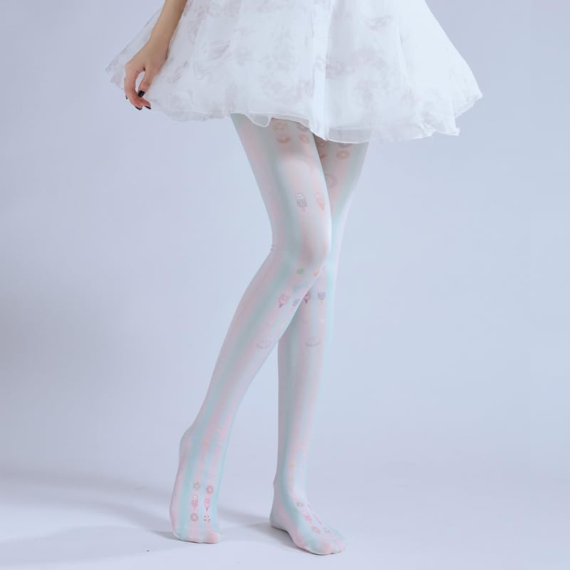 Image of Sahabowi Women's Sheer Tights, Digital Print Designs Stockings
