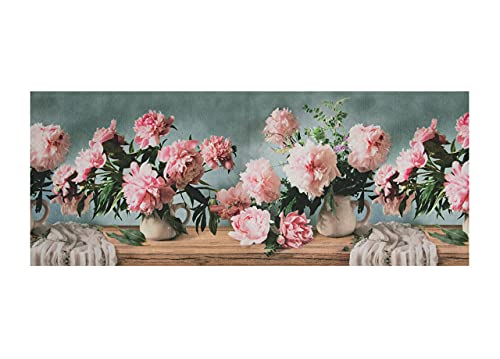 CapitanCasa Alfombra de cocina antideslizante digital Emociones Suardi Flores Vintage 58 x 190 Peonías