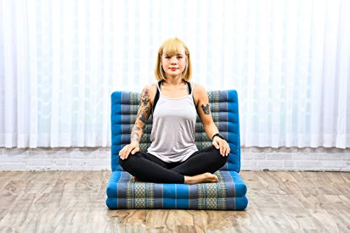 Image of Leewadee Trifold Mattress Standard - Comfortable Thai Massage Pad, Foldable Floor Mattress Filled with Kapok, Perfect to Use as a Sleeping Mat 79 x 28 inches, Light Blue