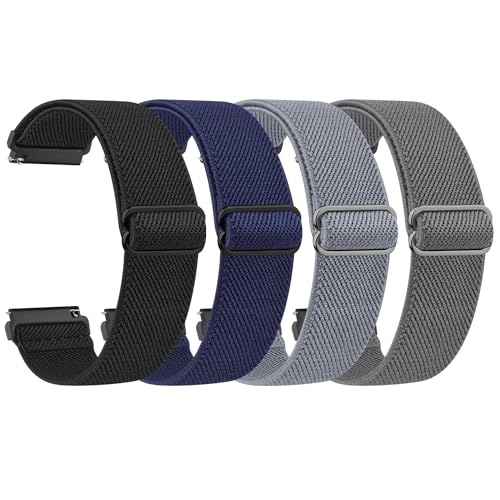 Vanjua Veryfit �X�}�[�g�E�H�b�`�o���h 4�{�p�b�N 22mm �S�����v�o���h IDW13 IDW16 IDW19 IDW25 IDW26 IDW28�X�}�[�g�E�H�b�`�p ���߉\�ȐL�k���i�C���������p���X�g�o���h�X�g���b�v (�u���b�N+�l�C�r�[