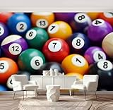 Wall Mural Peel and Stick Retro Colorful Glossy Pool Game Ball Modern Home Decorative Billiard Wallpaper Self Adhesive Removable Large Wall Stickers Home Decor for Living Room Bedroom 69'x96'