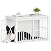 HEXCELEN Hundekäfig-Möbel aus Holz, 100 cm Hundebox für Zuhause, Hundekäfig mit 2 Türen, Schiebetüren, für Kleine, Mittlere Hunde, Robuster, Beistelltisch, 100 x 60 x 62,4 cm, Weiß
