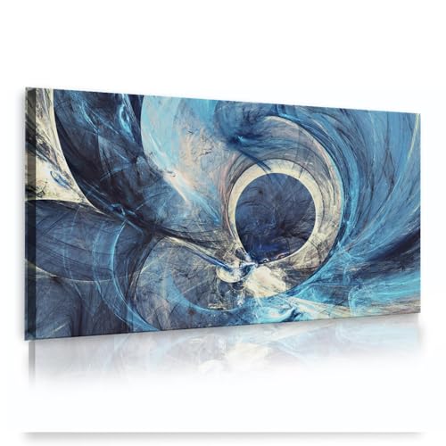 Peinture sur toile abstraite bleue YUNART grand format 55x110cm œuvre salon