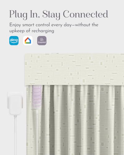 Image of Graywind Motorized Curtains with Track, Room Darkening Smart Curtains, Hardwired Curtains Works with Alexa Google Home Remote Control for Large Windows, Custom Drapes Up to 207 inch, Silver Gleam (White)