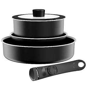 JEETEE Töpfe und Pfannen Set Nonstick mit abnehmbarem Griff Induktions Kochgeschirr Sets Camping Kochgeschirr, PFOA frei, Für alle Herdarten (20CM+24CM Pan+2Quart Topf)