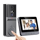 1080P Wireless Video Doorbell No WiFi Needed With Display Screen 2 Way Audio Doorbell Camera Monitor Waterproof No Subscription