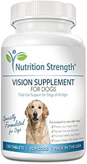 Nutrition Strength Eye Care for Dogs Daily Vision Supplement with Lutein, Zeaxanthin, Astaxanthin, CoQ10, Bilberry Antioxidants, Vitamin C, Vitamin E Support for Dog Eye Problems, 120 Chewable Tablets