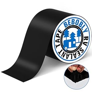 BEBOBLY Butyl Sealant Tape Waterproof,RV Roof Tape Black,6 Inch X 50 Foot Leak Repair Sealant Tape?UV & Waterproof for RV Roof,Window,Camper, Boat,Pipe Sealing Black