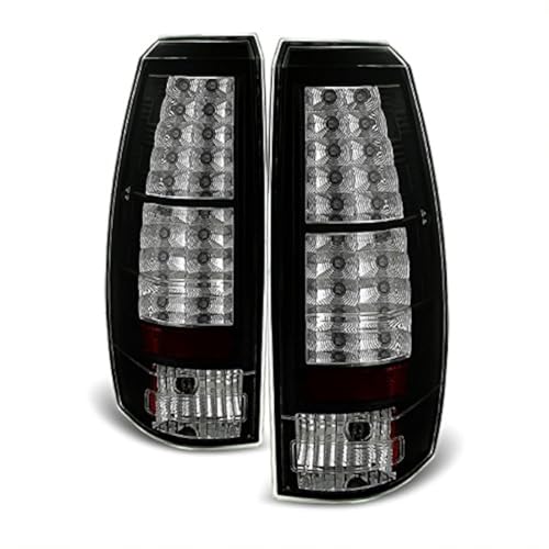 AKKON - For 07-13 Chevy Avalanche Pickup GMT800 Rear Black LED Tail Lights Brake Lamps Taillamps Replacement