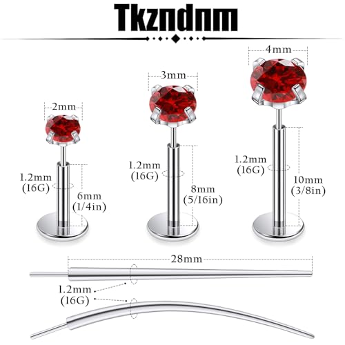 Tkzndnm F136 Titanium Medusa Piercing Jewelry Tragus Earrings for Women 16g Flat Back Threadless Lolias Cartilage Vertical Helix Conch Ashley Labret Lip Rings by Tkzndnm - Used condition - Image 3