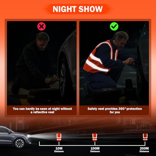 Image of CHGANG Safety Vest, Reflective Hi Vis Vest with Zipper, High Visibility vest for Construction, Traffic