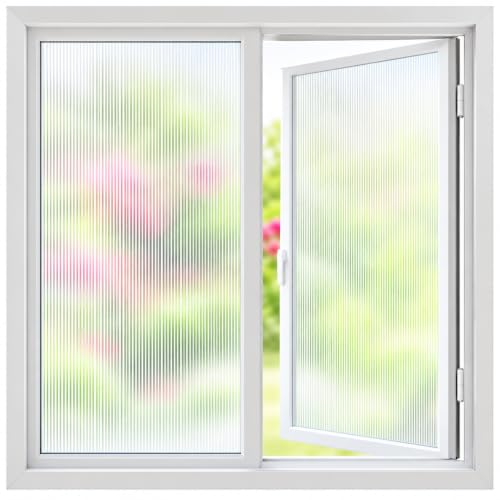 Image of COLORMATE Premium Vinyl Stained Frosted Fluted Window Glass Film (18x36 Inch) - Self-Adhesive Wallpaper Sticker Opaque Tint for Window Glass Privacy Cover, Door, Office, Home.| Anti-UV. 3D Fluted
