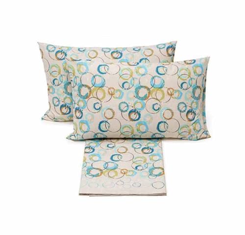 Caleffi Lenzuola Singole Graphic Puro Cotone (BLUETTE) - Conjunto de Ropa de Cama - 3 Pezzi - Cotone - Singola, Queen - 1 Confezione