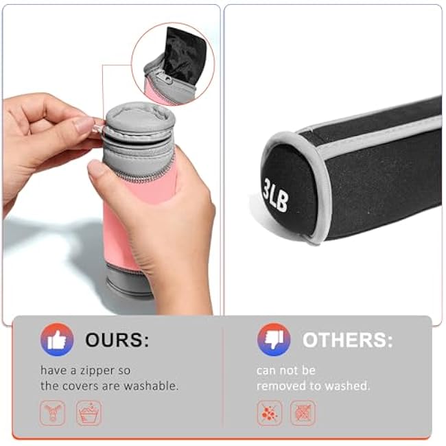 Hand Weights for Women Men 1lbs 2lbs 3lbs 4lbs Each Weight, Soft Dumbbells Set of 2 Detachable Dumbbell Walking Weight with Hand Strap for Home Gym Exercise Workout Running Physical Therapy