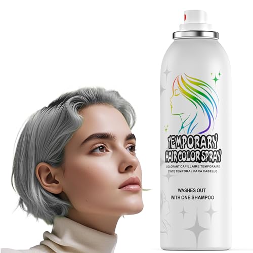 Graues Temporäres Haarspray - Abwaschbar | Sanfte Formel | Nicht klebend | Sofortige Haarfärbe-Alternative für Erwachsene | Halloween, Kostüm, Partymake-up, Cosplay, 150ml