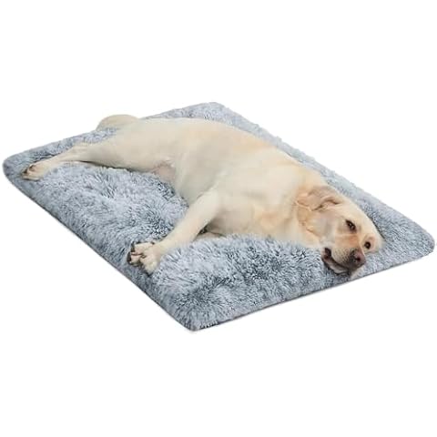 WAYIMPRESS Large Dog Bed Crate Pad Mat for Dog Cages Washable Dog Bed for Large Medium Size Dog Soft Kennel Pad Anti-Slip Pet Bed,35" x 23",Grey Cover