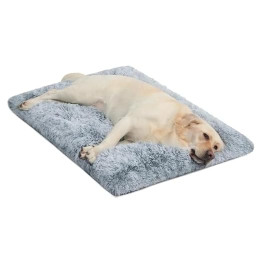 WAYIMPRESS Large Dog Crate Bed Crate Pad Mat for Medium Small Dogs&Cats,Fulffy Faux Fur Kennel Pad Comfy Self Warming Non-Slip Dog Beds for Sleeping and Anti Anxiety (36x23x3.5 Inch, Grey)