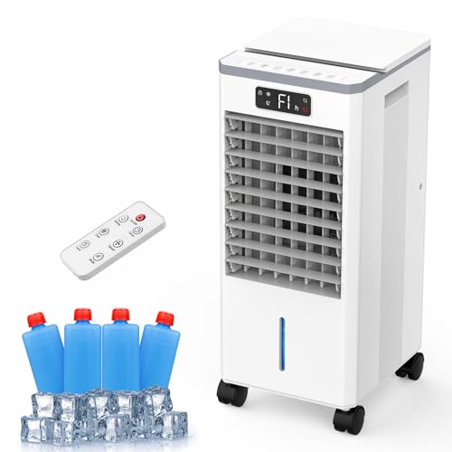Portable Air Conditioner, 3-in-1 Evaporative Air Cooler with Remote, 2-Gal Water Tank, 4 Modes & 3...
