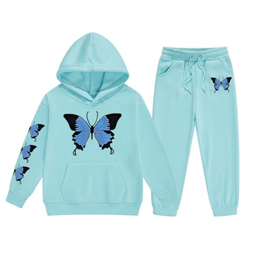 Survêtement enfant bleu ciel fille 10-11 ans avec haut nu et motif papillon