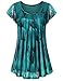 Produktbild VAFOLY Frauen Blusen Falten Kurzarm Shirt Mit RüSchen Tunika Damen Casual Chiffon Oberteile Damen GroßE GrößEn Frauen Elegant Tunika Frühling Pfau Blau XXL