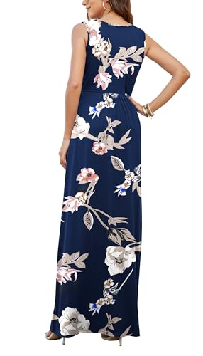 Image of AUSELILY Women's Sleeveless Formal Dress Deep V Neck Loose Plain Cocktail Long Maxi Dresses with Pockets 2026 New