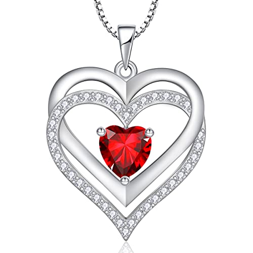 Riviko Heart Jan Birthstone Necklaces Gifts For Women, 925 Sterling Silver Love Heart Pendant Necklace Mothers Day Valentines Christmas Birthday Jewelry Gifts For Her Girls Mom Wife Girlfriend #TOP29