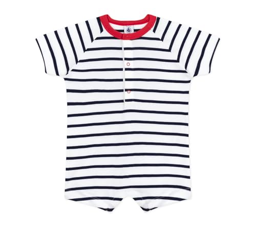 Petit Bateau A0CV3 Combicourt, Blanc/Bleu, 18 mois Bebé