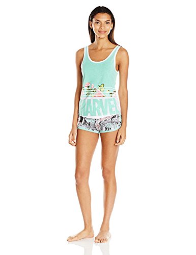 Marvel Women's 2pc Shorty Set, Mint, Large