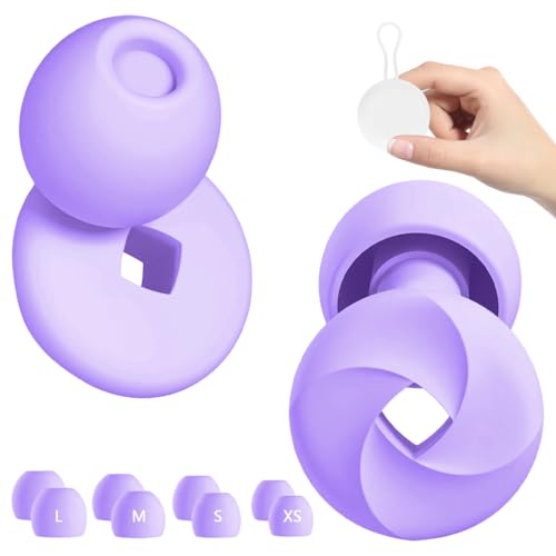 Image of ZIBUYU Ultra Soft Silicone Loop Ear Plugs for Noise Cancellation for Sleeping Studying and Travel - Reusable 33dB Earplug Set with Multiple Sizes and Portable Storage Case Comfortable Hearing
