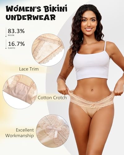 Image of LEVAO Sexy Underwear for Women Hipster Cheeky Bikini Lace Panties 6 Pack
