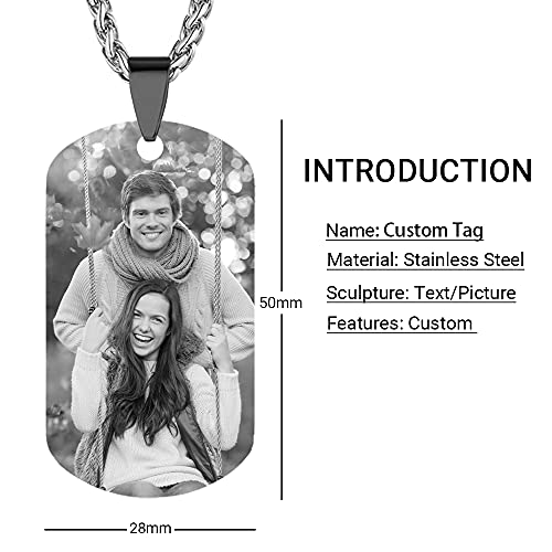 Aipnis Personalized Custom Photo Picture Text Engraved Stainless Steel Dog Tags Necklace Message Pendant Customized Birthday Gift #TOP3