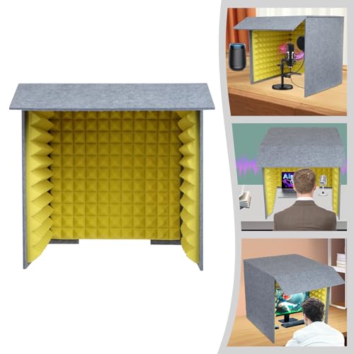 Bacocoo Cubierta portatil de escritorio insonorizada, plegable, con reducción de ruido, diseño liviano para transmisión y video conferencia (Amarillo) miniatura 3